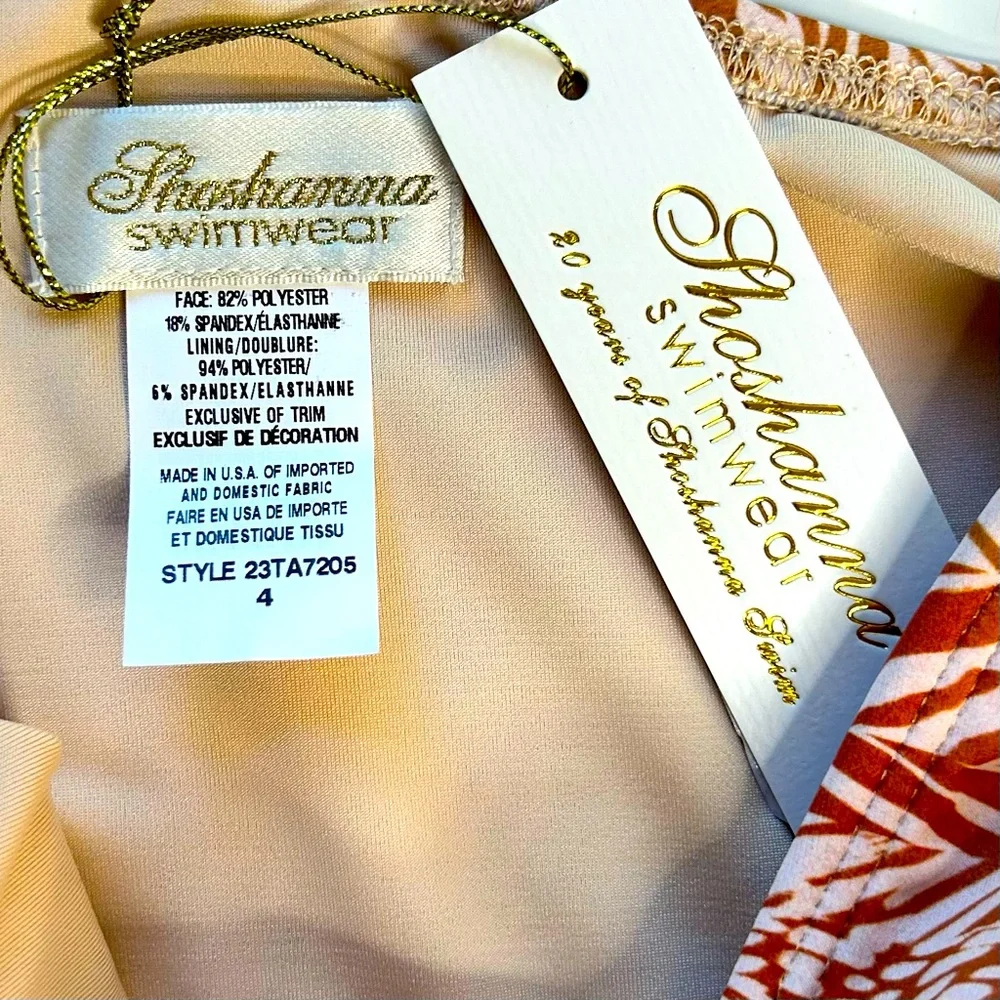 Shoshanna One Piece Swimsuit One Shoulder Chain Detail Amber Safari Print Size 4